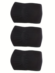 3pcs Strapless Bandeau Bras Soft Stretch Everyday Women's Lingerie