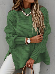 Knitted Mock Neck Sweater Long Sleeve Pullover Jumper