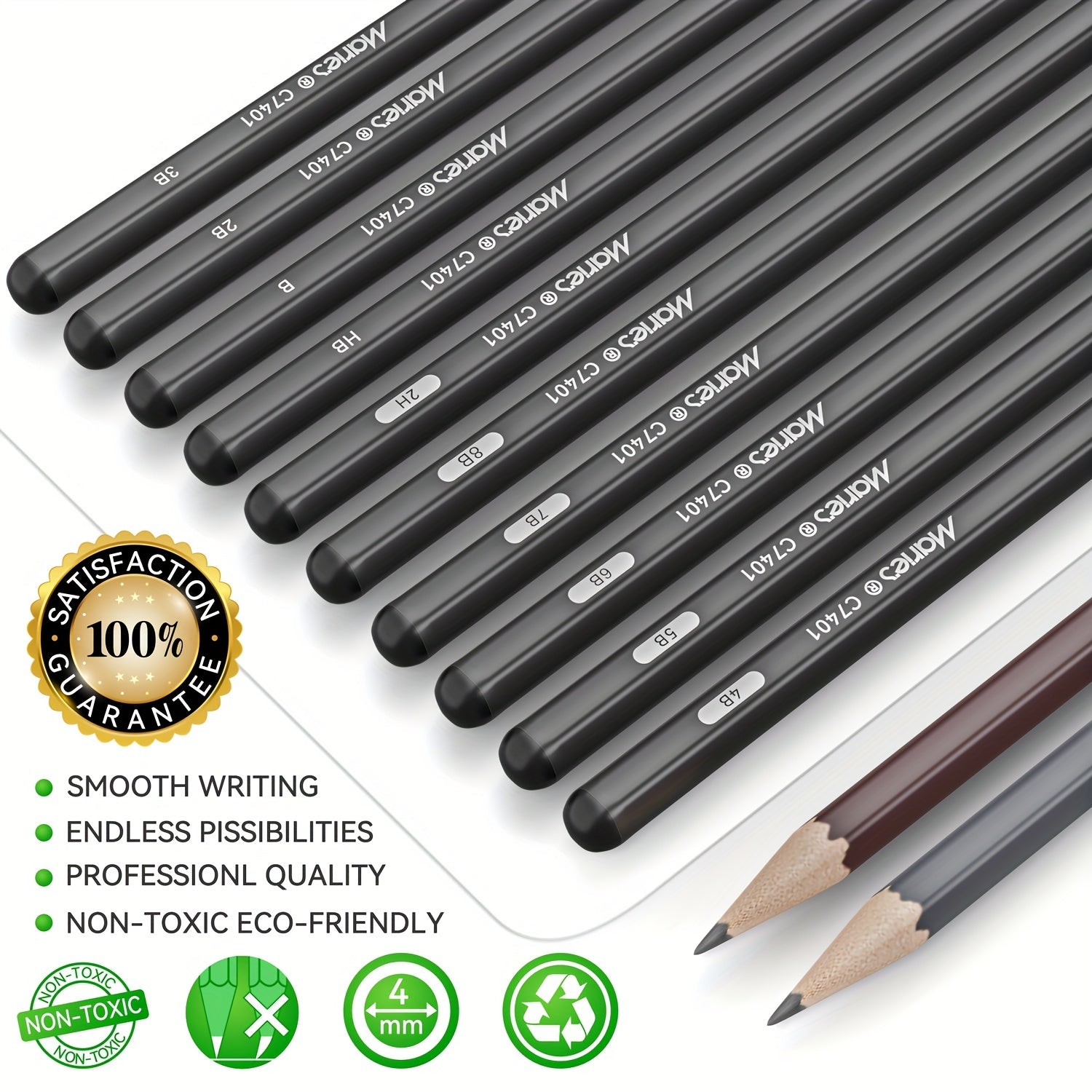 Marie's Sketch Pencil Set - Charcoal & Drawing Pencils 12pcs