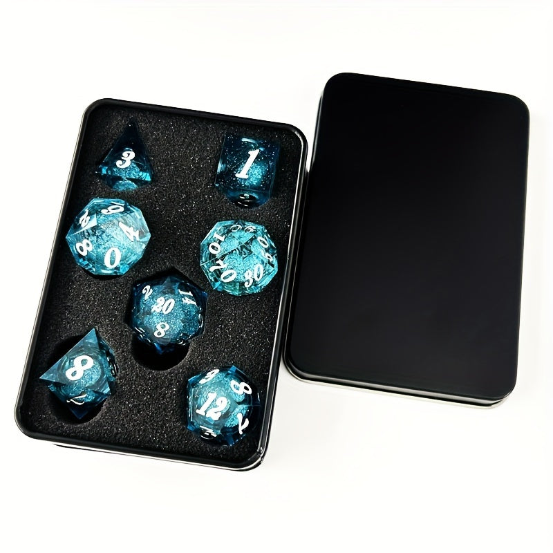 7pcs Liquid Core Dice Resin Mini Game Drinking Fun Dice Creative Tabletop