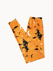Halloween Witch Print Skinny Leggings Elastic Waist Leggings