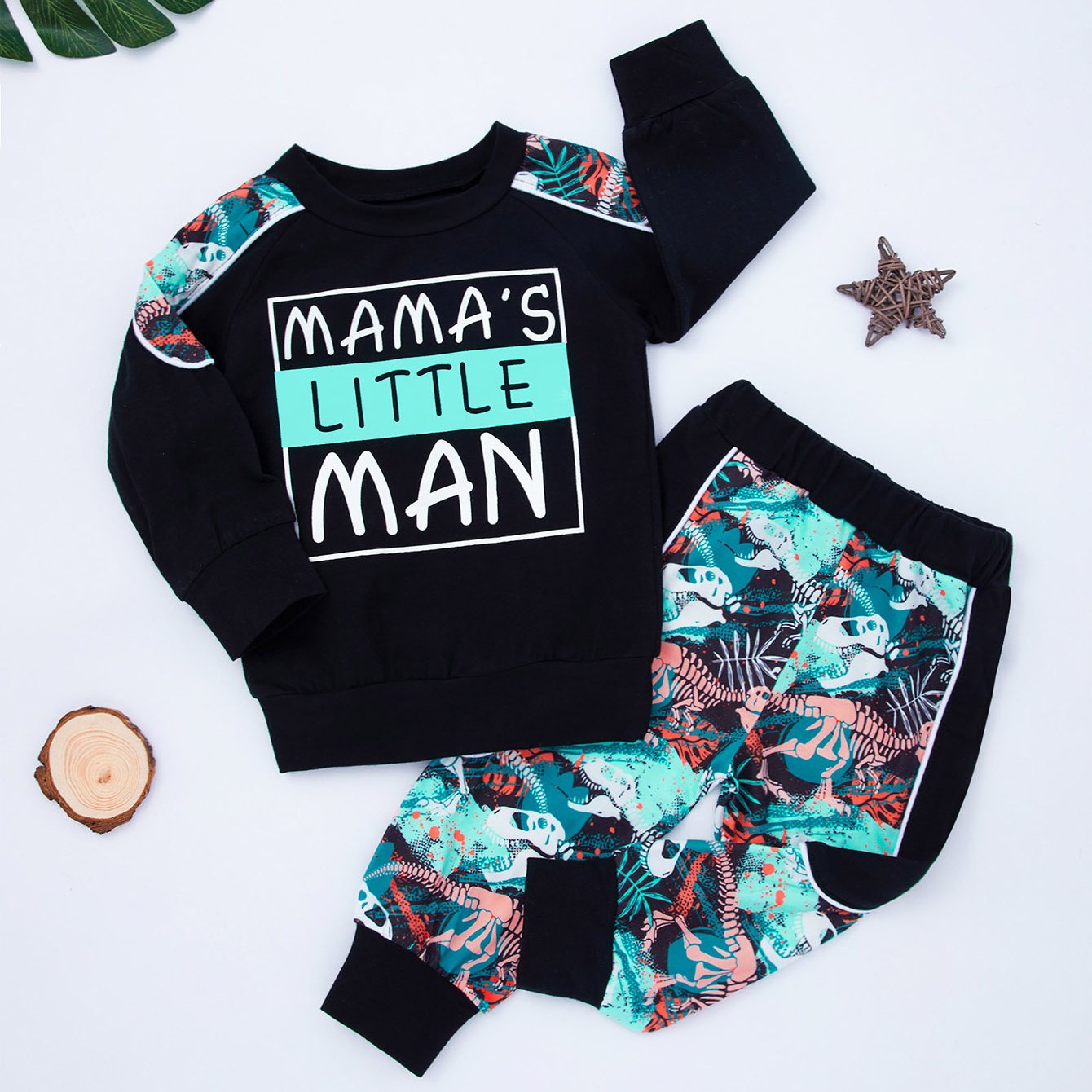 Boys Letter Print Sweatshirt Set Long Sleeve & Pants
