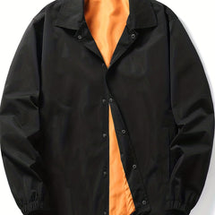 Stylish Snap Button Up Lapel Coat for Men