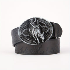 Men's Vintage Western Leather Belt with Buckle
