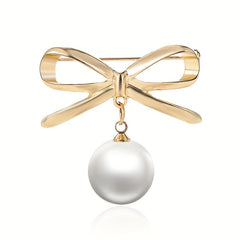 Faux Pearl Brooch Metallic Dress Accessories Wedding Jewelry