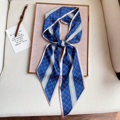 Dotted Stripe Skinny Scarf Plaid Print Neck Tie Scarf