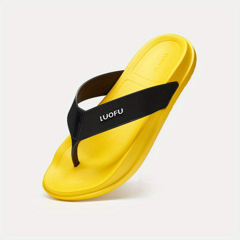 Men's Casual Platform Flip Flops with Arch Support Lightweight