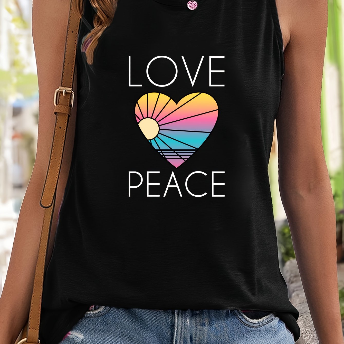 Heart & Letter Pattern Sports Vest Stretchy Top Women's Activewear