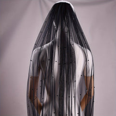 Bridal Pearl Veil Fingertip Length Tulle Wedding Decoration