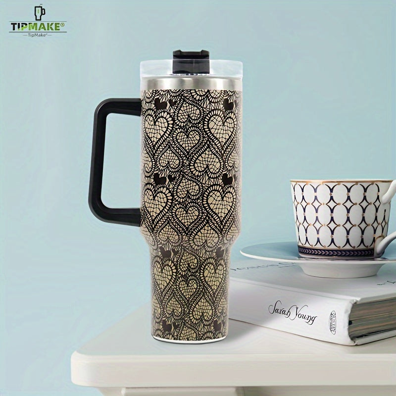 40oz Stainless Steel Insulated Cup with Handle and Straw Lid