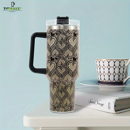 40oz Stainless Steel Insulated Cup with Handle and Straw Lid