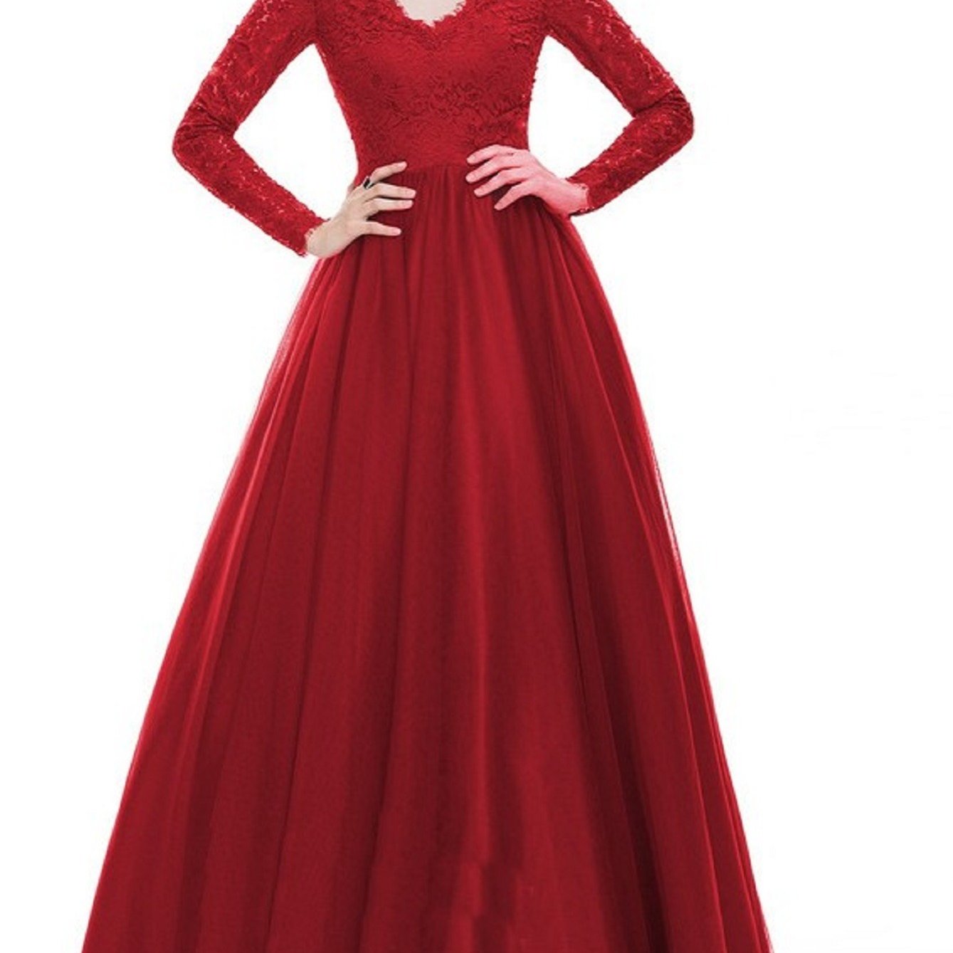 Mesh Lace Long Sleeve Dress Evening Cocktail Long Dress