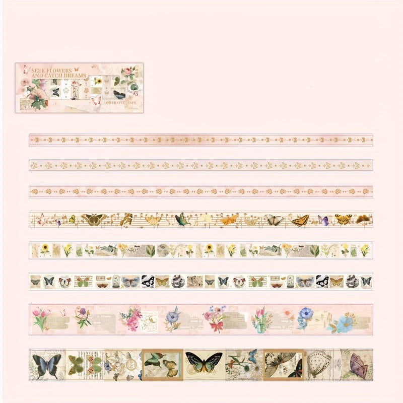 8 Rolls Box Tape Flower Dream Catcher Series Retro Washi Tape