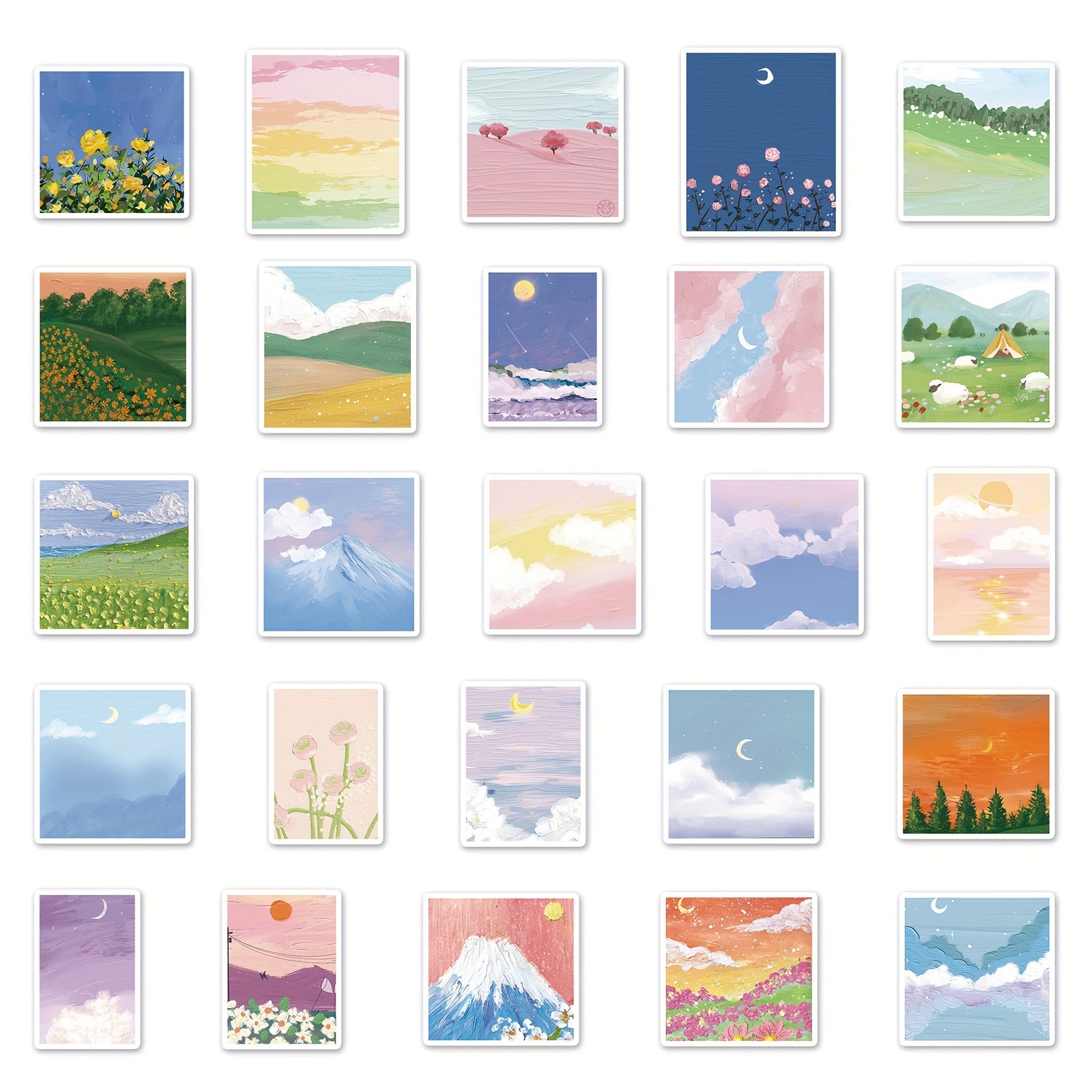 50pcs Landscape Painting Graffiti Stickers Laptop Helmets Water Cup Decoration