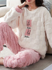 Bear Print Pajama Set Long Sleeve Top & Pants