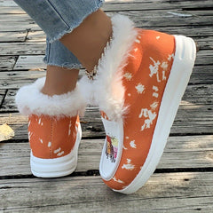 Furry Boat Shoes Plush Lined Thermal Snow Shoes