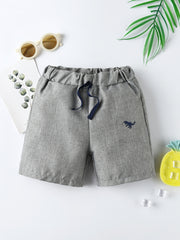 Boys Dino Embroidered Drawstring Shorts Kids Summer Clothes