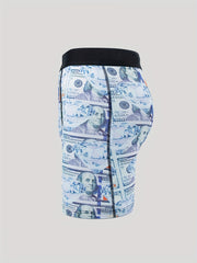 Men's Dollar & Diamond Print Boxer Stretch Swim Trunks Shorts