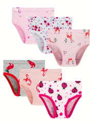 6pcs Baby Soft Cotton Underwear Little Girls'Briefs Toddler Panties
