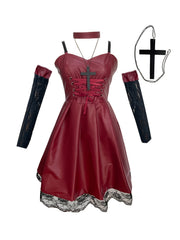Japanese Anime Cosplay Dress Lace Trim Goth Style Costume