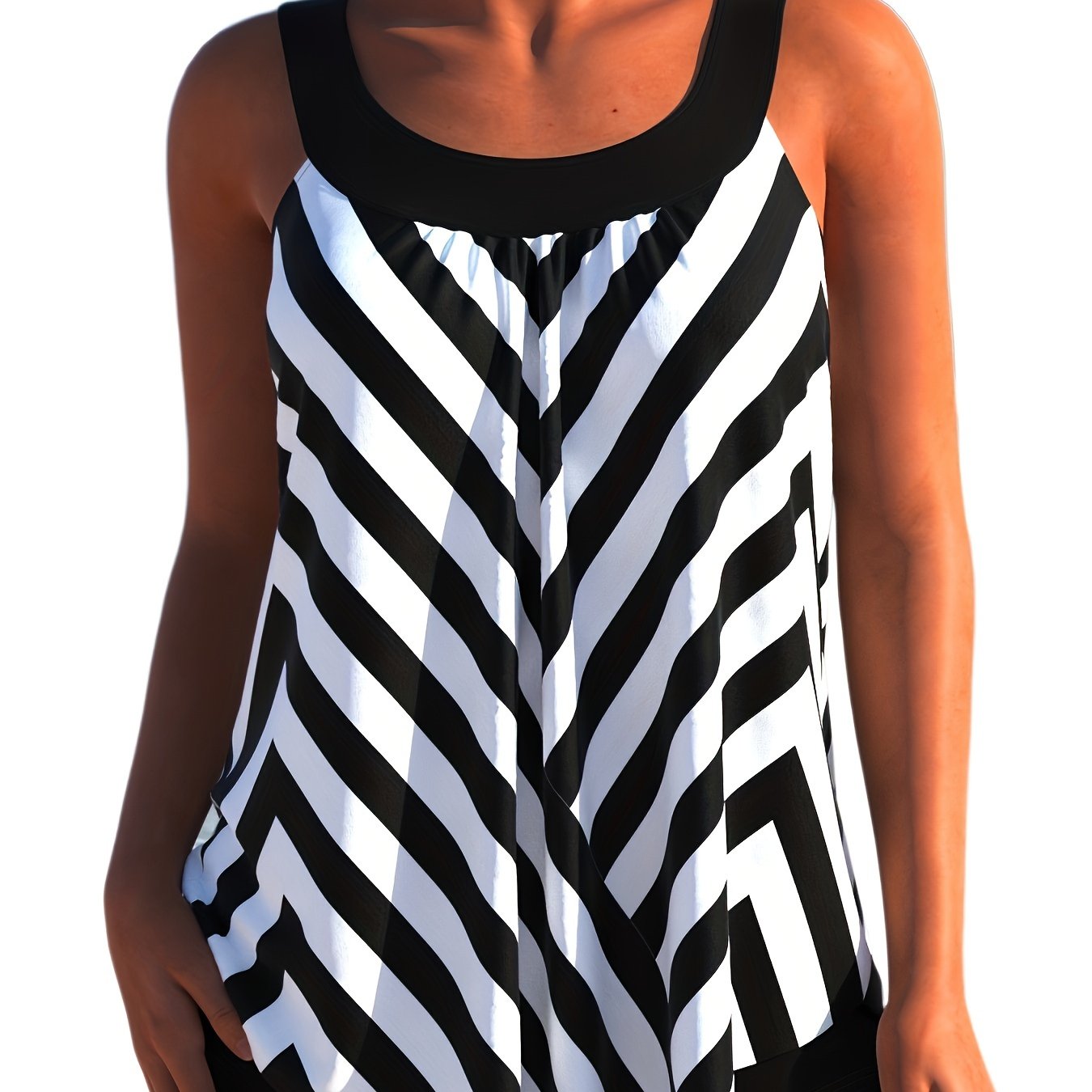 Geometric Print Tank Top & Shorts Swimsuit Set