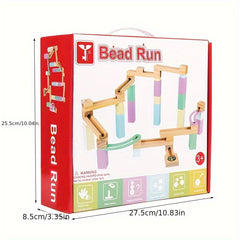 Colorful Wooden Marble Track Toy Building Blocks Set Fun Educational Puzzle Game