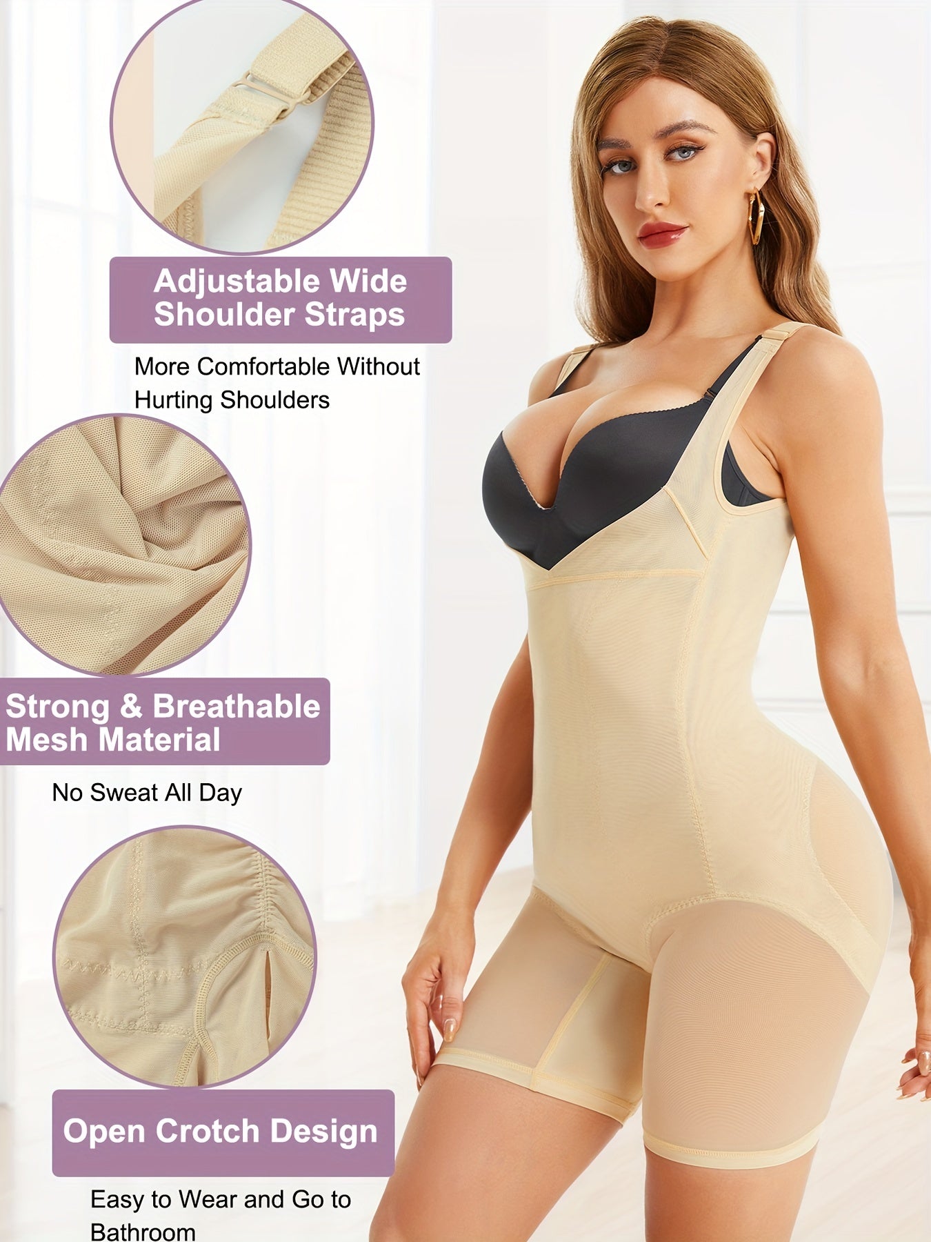 SCARBORO Shaping Shorts Bodysuit Tummy Control Adjustable Straps