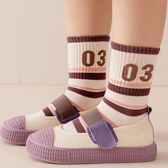 5 Pairs Kids Socks Sweet Cartoon Girls Pink Sports Socks