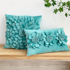 Dutch Velvet 3D Flower Throw Pillow Cover for Living Room Sofa Bed