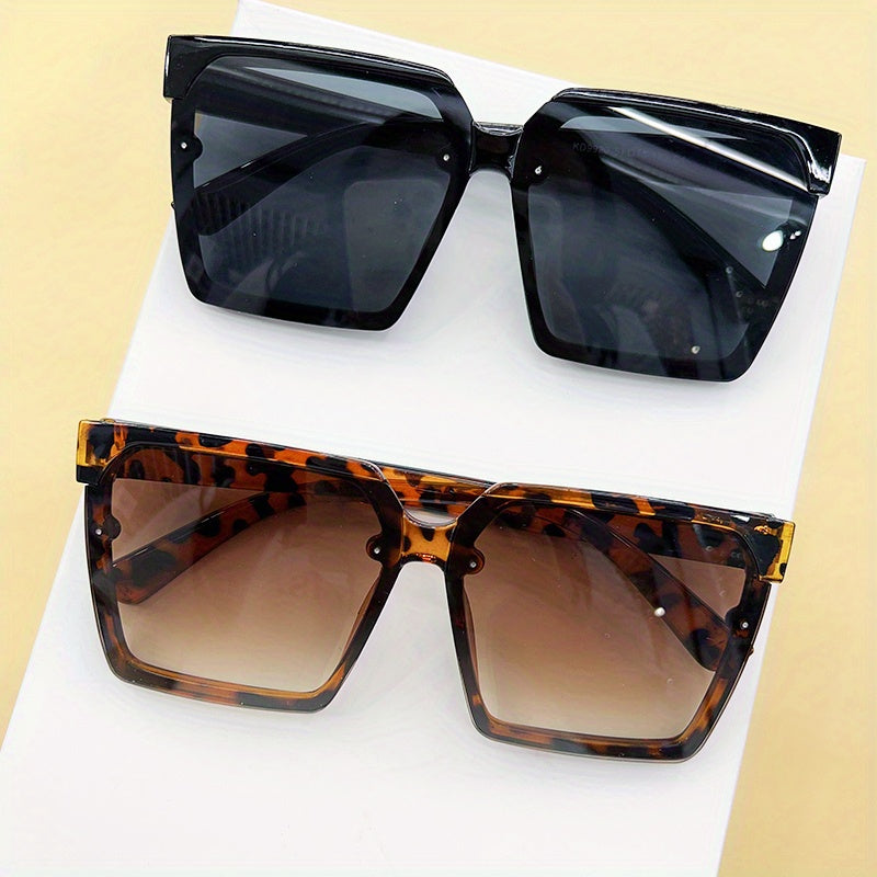 2pairs Large Frame Rimless Sunglasses for Couples