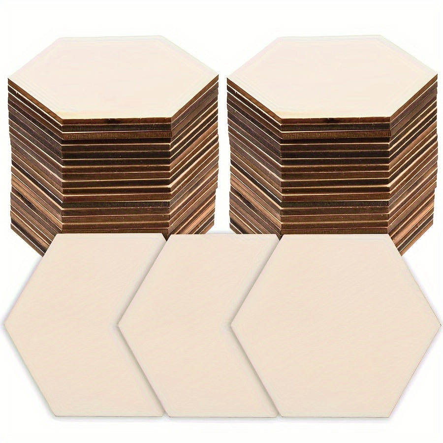 50pcs Wooden DIY Honeycomb Polygons for Home Decoration and Painting