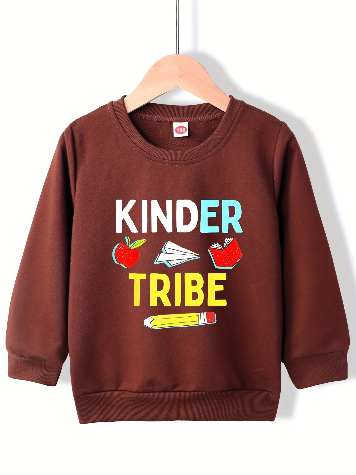 Girls' Cartoon School Stationery Graphic Round Neck Sweatshirt