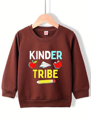 Girls' Cartoon School Stationery Graphic Round Neck Sweatshirt