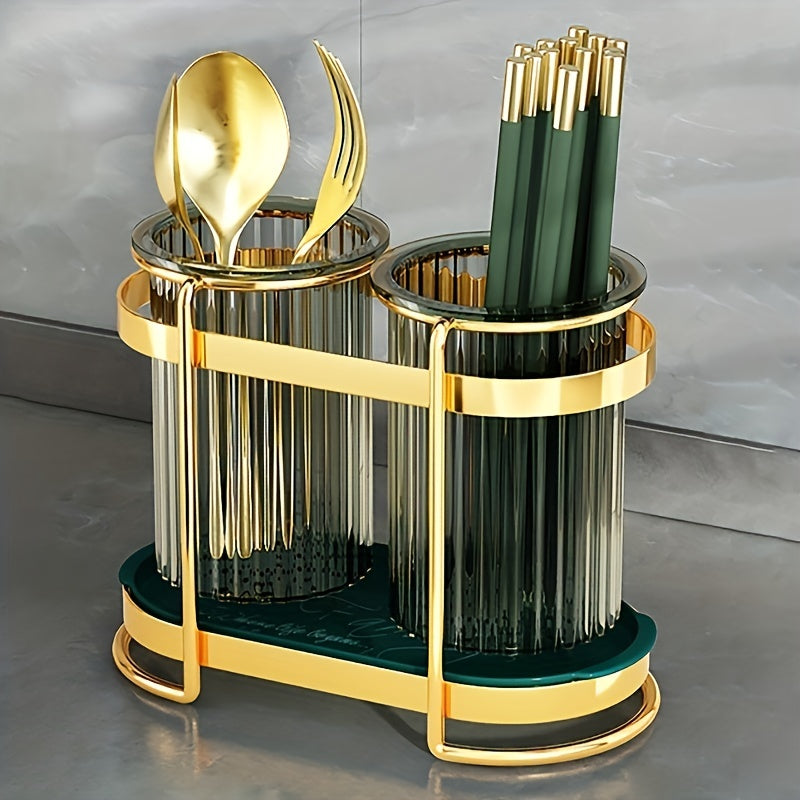 Kitchen Forks Chopsticks Holder Carbon Steel Wall Mount Countertop Storage Shelf