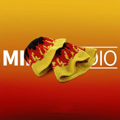 Yellow Red Flame Bucket Hat Hip Hop Crochet Sun Hats