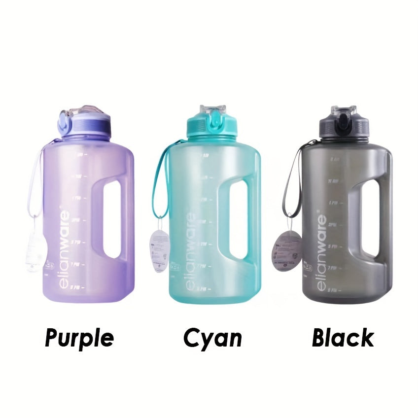 Large Capacity Plastic Straw Water Bottle With Time Marker Leak Proof
