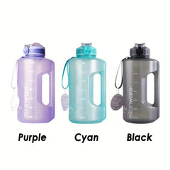 Large Capacity Plastic Straw Water Bottle With Time Marker Leak Proof