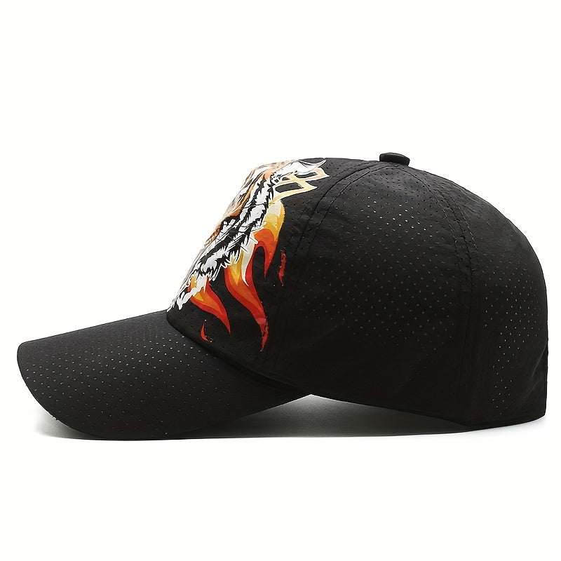 Tiger Head Print Sun Protection Cap Quick Drying Breathable Hat