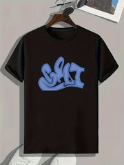 Abstract Letter Print Men's Sports T-shirt Graphic Tee