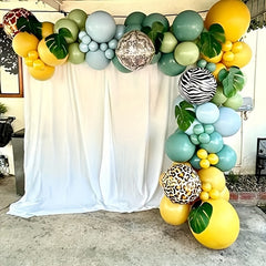 116pcs Jungle Animal Theme Party Balloons - Green Yellow Leopard Print Balloons