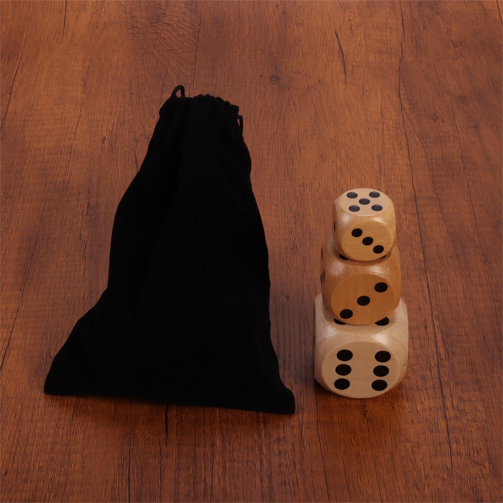 Wooden Round Corner Dice Set with Flannelette Bag for Tabletop Toss Game