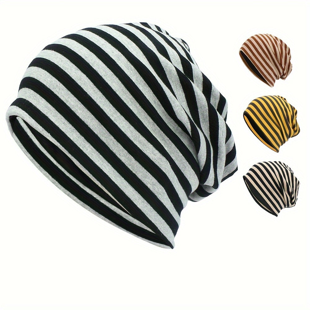 Classic Striped Soft Beanie Pullover Hat Men Women's Sports Running Hat