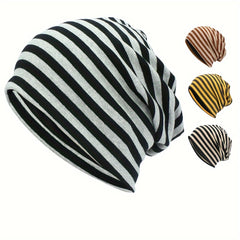 Classic Striped Soft Beanie Pullover Hat Men Women's Sports Running Hat