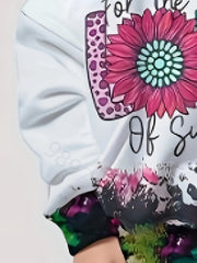Western Style LOVE Print Sunflower Graphic Hoodies Girls Pullover