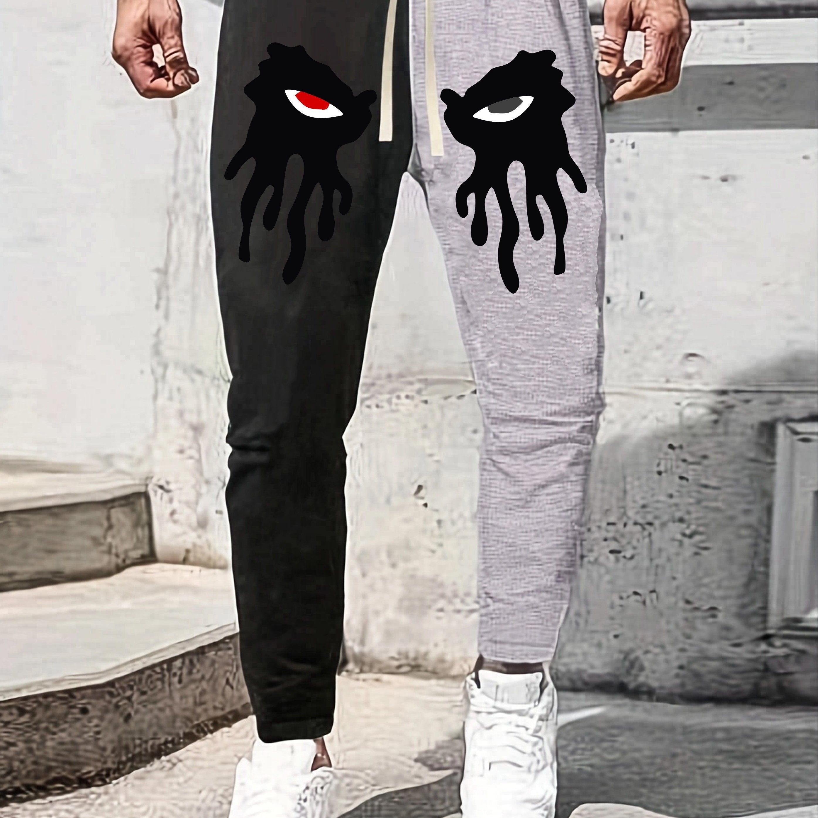 Evil Eyes Print Men's Drawstring Sweatpants Casual Jogger Pants