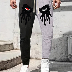 Evil Eyes Print Men's Drawstring Sweatpants Casual Jogger Pants