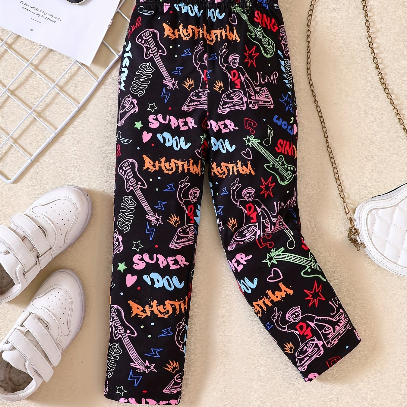 Girls' Graffiti Style Leggings for Spring Fall