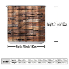 Wooden Pattern Shower Curtain Set Waterproof Bathroom Decoration