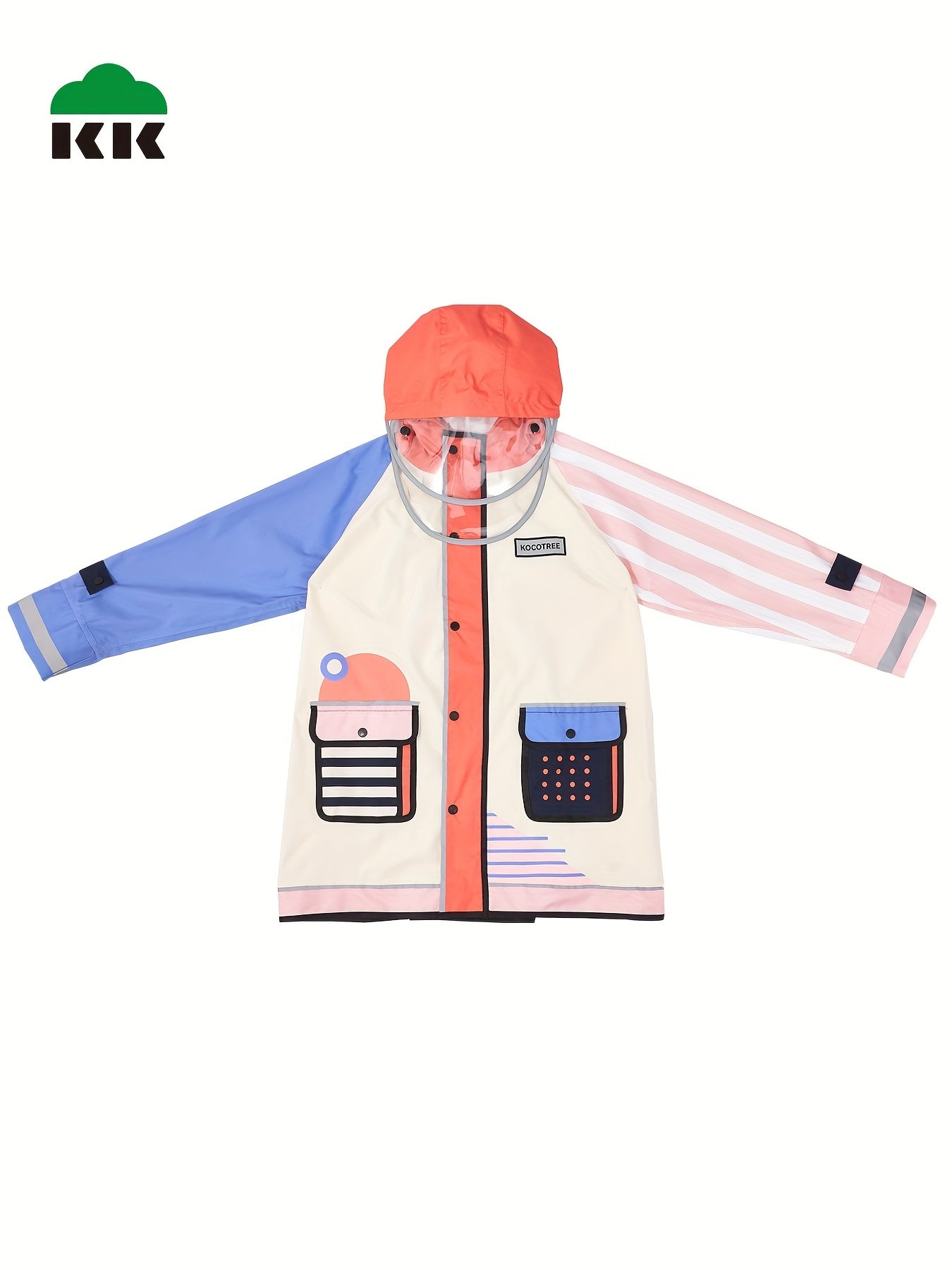 Kids Cartoon Hooded Raincoat Boy Girl Primary School Student Poncho Coat