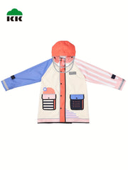 Kids Cartoon Hooded Raincoat Boy Girl Primary School Student Poncho Coat